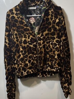 Rare Robert Graham Leopard Silk Bomber Jacket - Mob Wife Aesthetic Y2K size 0